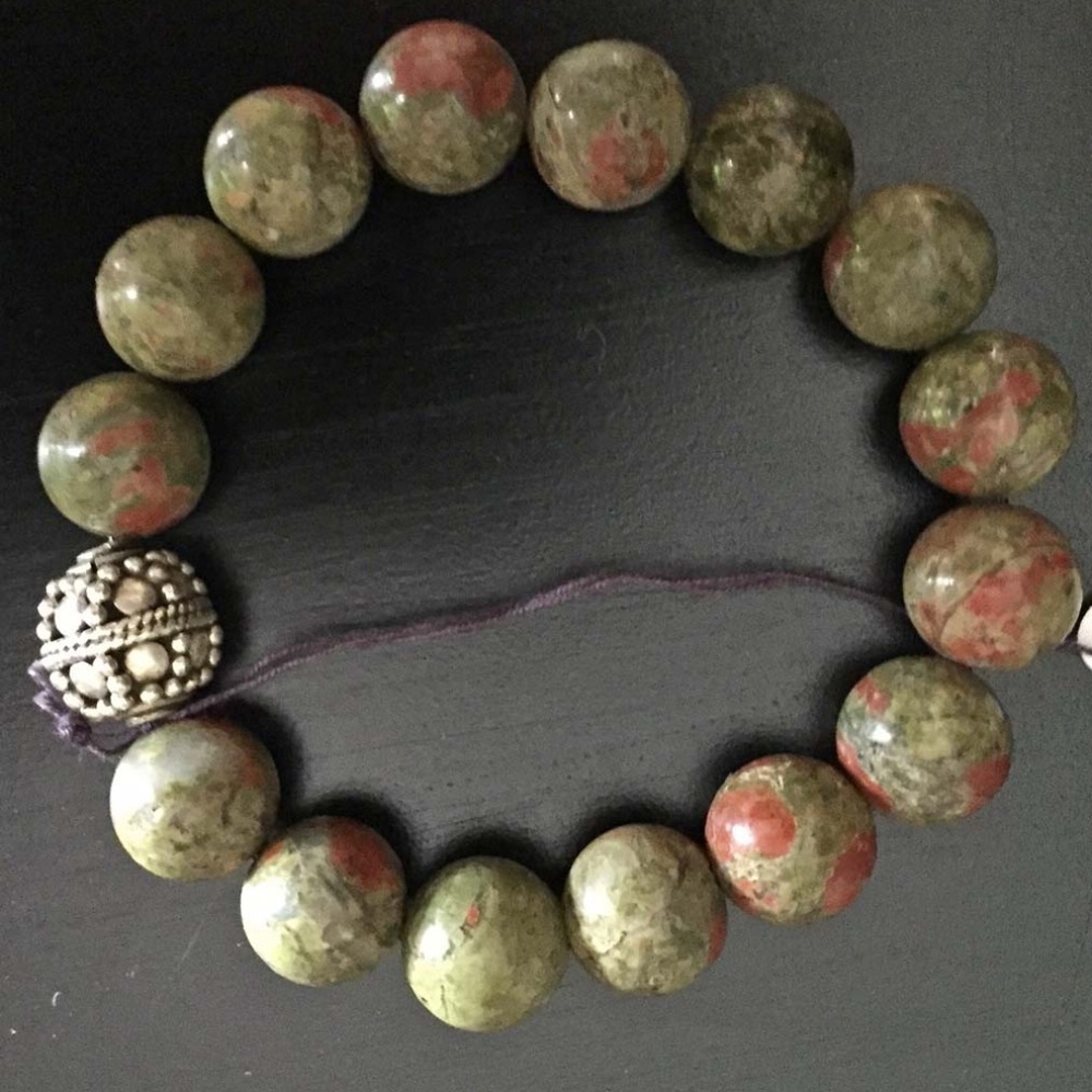 Genuine Green Turquoise & Sterling Silver Bracelet